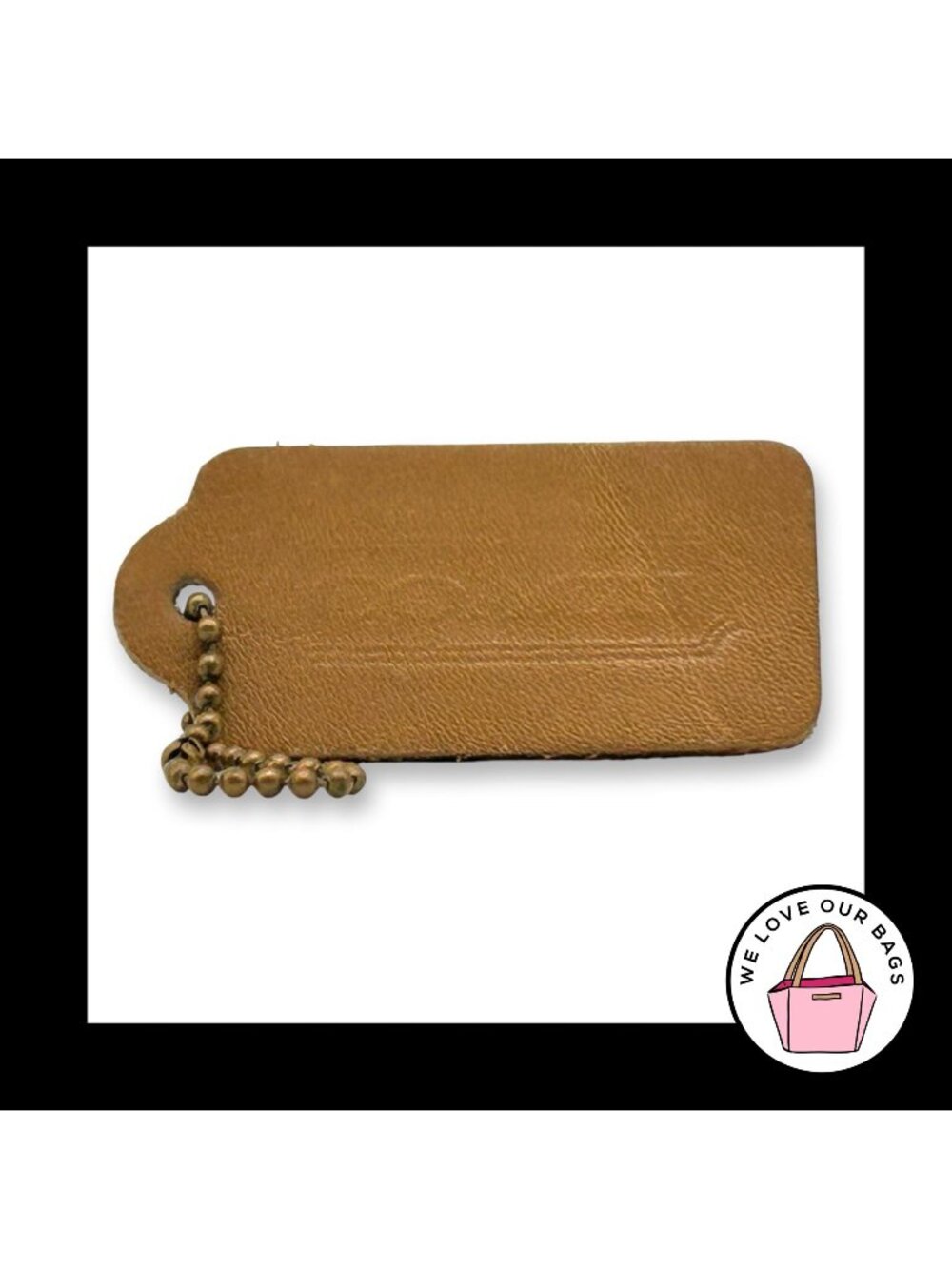 COACH VINTAGE DOUBLESIDED Hang Tag Butterscotch Brown Bag Charm Keychain Leather